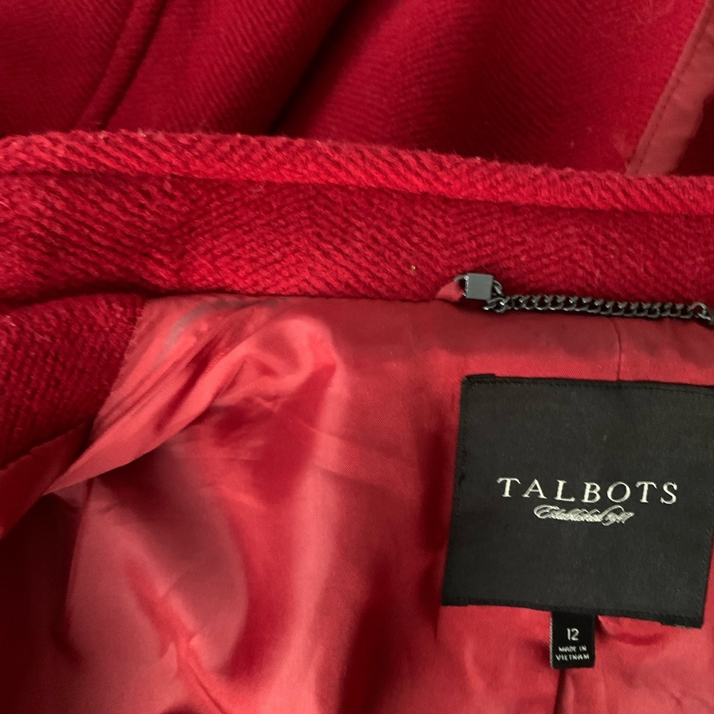 Talbots red wool blend tailored coat . Size 12 - Picture 16 of 16